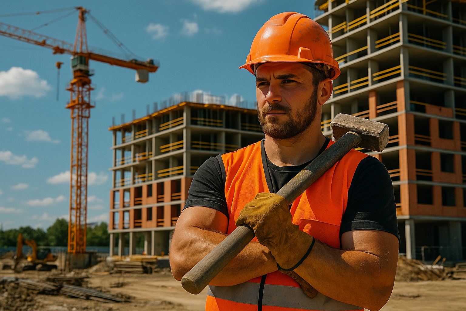 Bauarbeiter auf Baustelle – GROBIAN Dienstleistungen